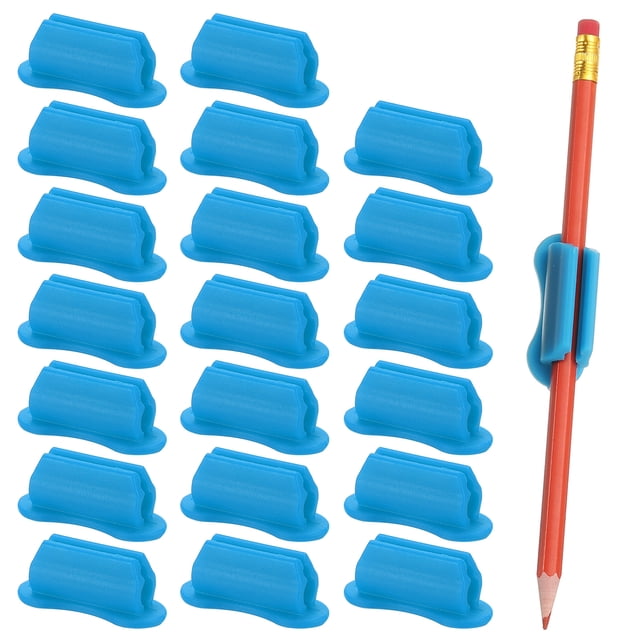 Uxcell 20 Pcs Sujetapapeles Adhesivos para Escritorio, Clip Universal de Silicona para Lápiz, Organizador de Bolígrafo para Escritorio, Suministros para Maestros, Azul