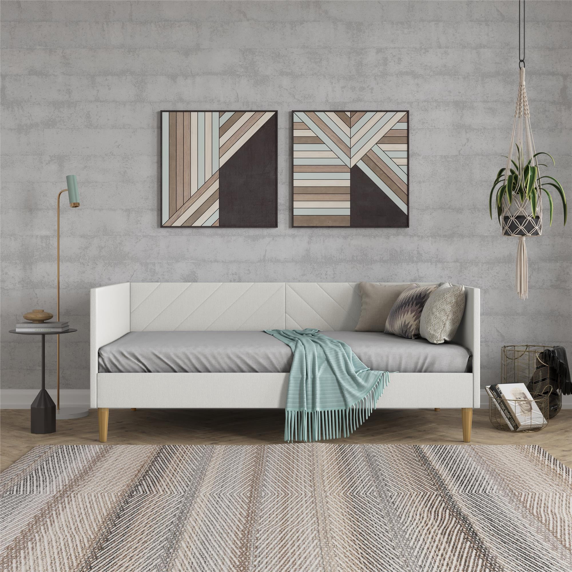 DHP Alicent Twin Upholstered Daybed, Light Gray Linen