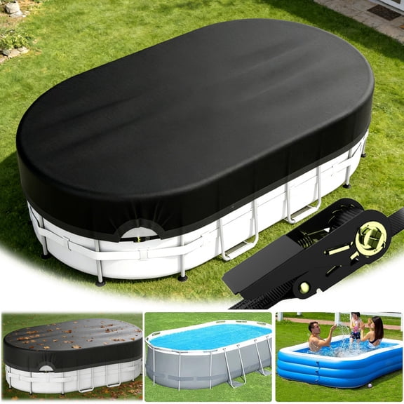SHELTUSE 10x16FT Oval Pool Cover - Solar Rectangular Covers for Above Ground Pools, Oxford Fabric Pool Covers for Above Ground Pools, Waterproof and Dustproof Swimming Pool Cover