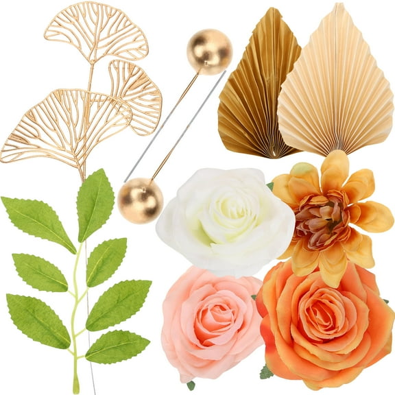 Pretyzoom 1Set Elegant Golden Leaves Cake Decor for Wedding Birthday Party Bohemia Style Accents