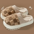thumbnail image 5 of Dakaela House Slippers for Women Men Plush Warm Fuzzy Bedroom Shoes Cute Fleece Indoor Outdoor Slip on Slides Coffee 10, 5 of 7