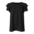 thumbnail image 4 of Womens Dressy Casual Tops 2025 Business Work Blouses Summer Shirts Short Sleeve Crew Neck Outfits, 4 of 5