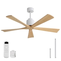 Sofucor 52-Inch White Modern Farmhouse Propeller Ceiling Fans with Remote Control