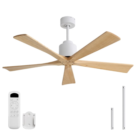 Sofucor 52-Inch White Modern Farmhouse Propeller Ceiling Fans with Remote Control