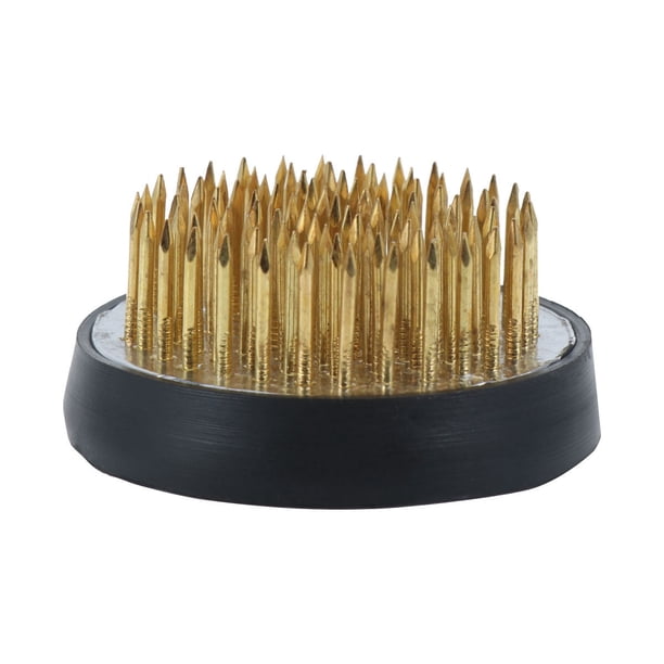 Aguja de cobre de 4 cm para arreglo floral, pin redondo para arreglo floral, viene con guantes de goma (dorado)