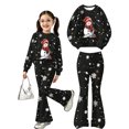 thumbnail image 4 of Krdevn Girls Christmas Outfit 2 Piece Long Sleeve Crew Neck Sweatshirt and Flared Bell Bottom Pants Set Toddler Little Kids Holiday Casual Clothing, 4 of 5