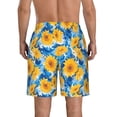 thumbnail image 3 of Kdxio Blue Ocean Wave Sunflower Pattern Mens Casual Shorts - Drawstring Summer Beach Sports Shorts for Men, 3 of 5