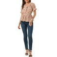 thumbnail image 3 of INSPIRE CHIC Women's Crossover V Neck Short Sleeves Ruffle Wrap Blouse, 3 of 7