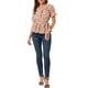 thumbnail image 2 of Blusa envolvente con volantes de manga corta en V cruzada para mujeres Inspire Chic en rojo claro, 2 of 7