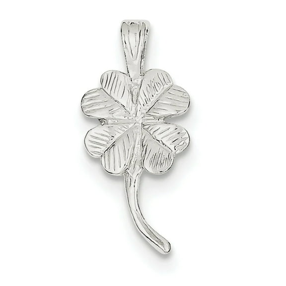 925 Sterling Silver Solid Textured Polished 4-Leaf Clover Charm 24x11mm Wide Pendant Necklace for Women