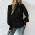 thumbnail image 5 of cfhntfmh Dressy Casual Shirts for Women Chiffon Trendy Cross V Neck Tunic Blouses Elegant Lantern Long Sleeve Going out Tops, 5 of 6