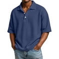 thumbnail image 2 of Qwertyu Mens Polo Shirts Short Sleeve Collared Henley Waffle Shirt Casual Big and Tall Summer Golf Shirts Beach T-Shirts Navy XL, 2 of 7
