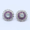 thumbnail image 4 of Auory Regal Uncut Moissanite and Amethyst Floral Stud Earrings in Gold-Plated for Wife, 4 of 8