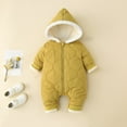 thumbnail image 2 of Gibobby Infant Baby Boys Girls Zipper Warm Hooded Romper Jumpsuit Solid Long Sleeve Bodysuit Outfit Fall Winter Clothes(Yellow,3-6 Months), 2 of 4