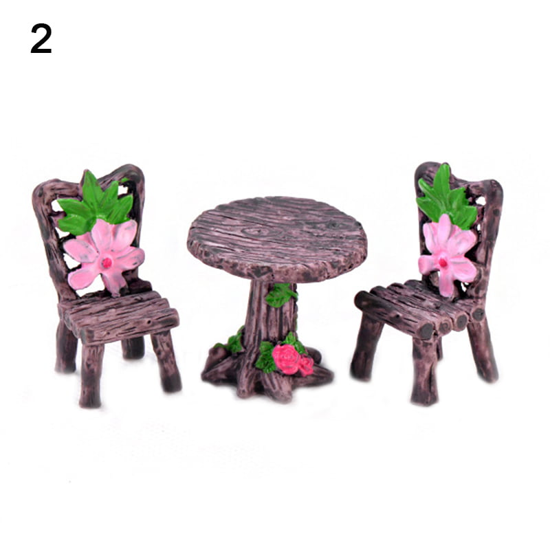 Floral Table Chairs Miniature Landscape Garden Decoration Dollhouse Accessories 
