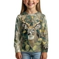 thumbnail image 3 of Garronmavis Deer Girls Long Sleeve T-Shirts 3-4 Soft Green Camo Casual Crewneck Loose Fit Tee Tops for Girls Warm Kids Basic Soft Long Sleeve Tees Top for Outdoor Activities, 3 of 7