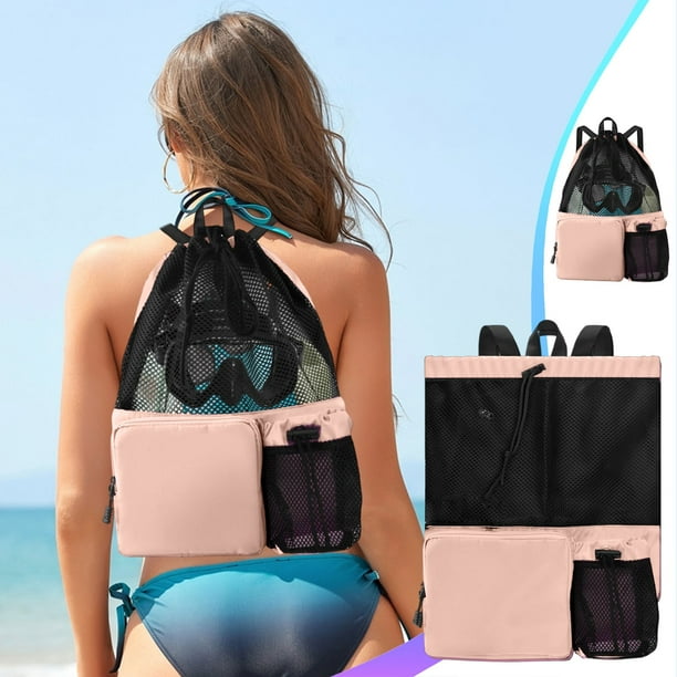 Mochila de malla con cordón para natación, mochila impermeable para playa, bolsa para equipo de ejercicio en el gimnasio