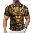 thumbnail image 7 of adaychics Three Button Shirts for Men Dragon Print Short Sleeve Graphic Tee Shirts Casual Summer Tops for Vacation Travel, 7 of 7