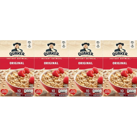 Quaker Instant Oatmeal Original 0.98 oz each, 10 count (Pack of 4)
