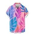 thumbnail image 5 of LEKWK Hawaiian T-Shirts for Men Short Sleeve Collared Button Down Shirts Lightweight Floral Print Loose Fit Beach Party Vacation Wear Pink XXXL, 5 of 6