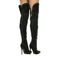 thumbnail image 3 of New Women MACKIN J 181-1 Faux Suede Thigh High Pointy Toe Studded Stiletto Boot, 3 of 3