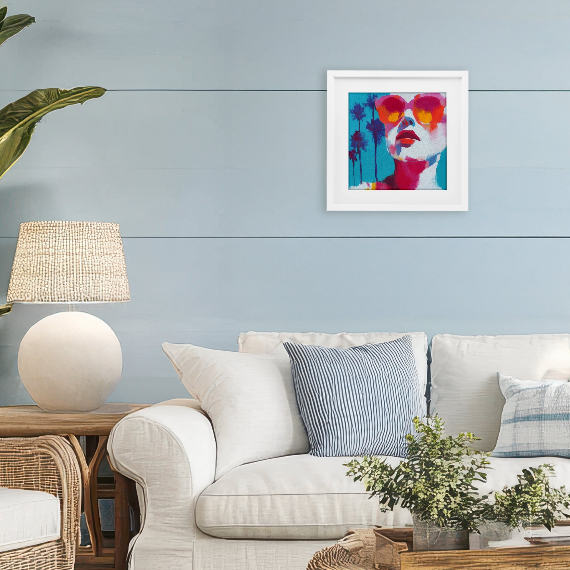 Stupell Industries Expressive Palm Tree Gaze White Framed Print Under Glass, design by Chromatic Storm Studio