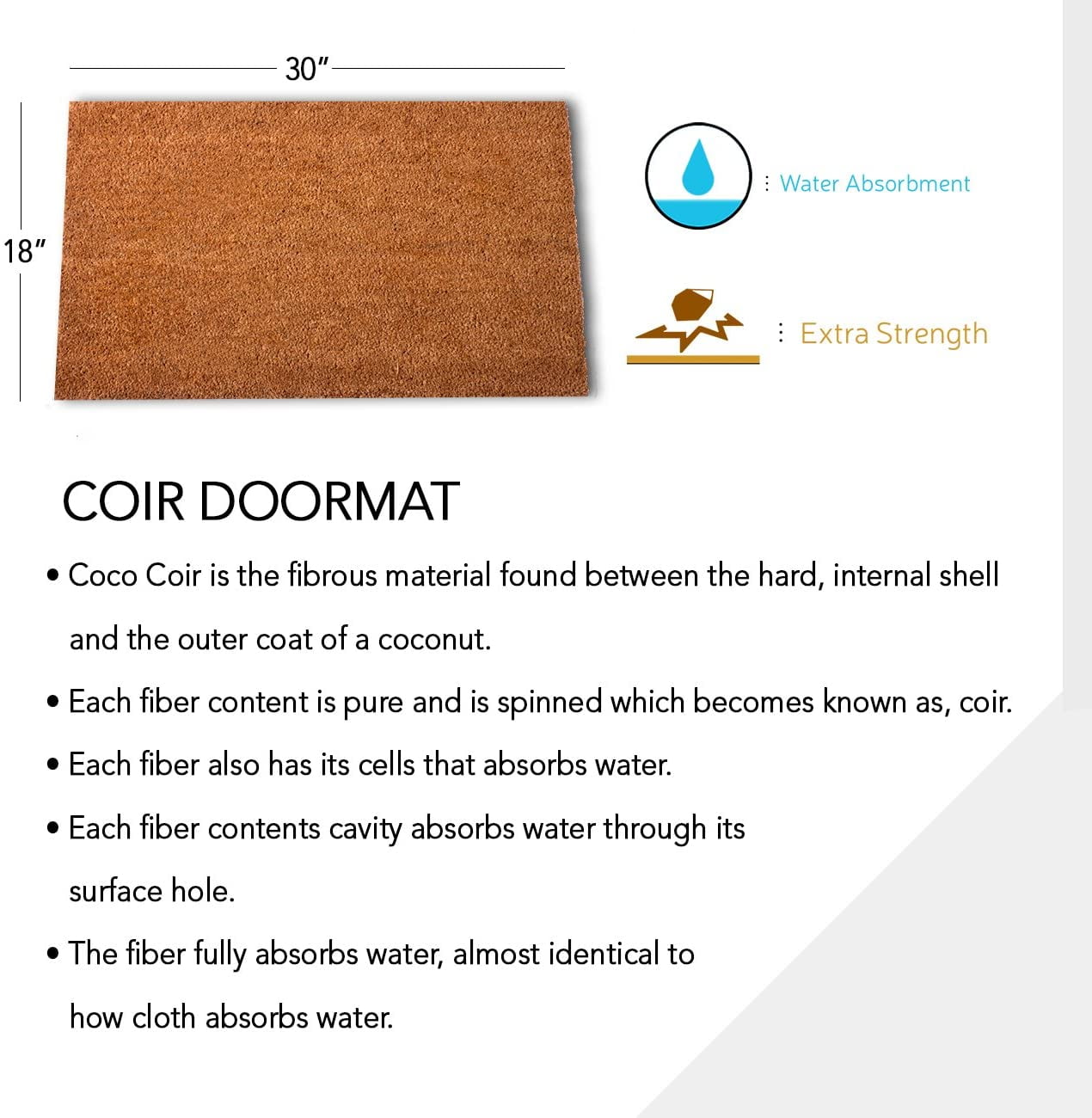 Natural Coco Coir Doormat Extra Thick , 2 Thick – Doormats USA