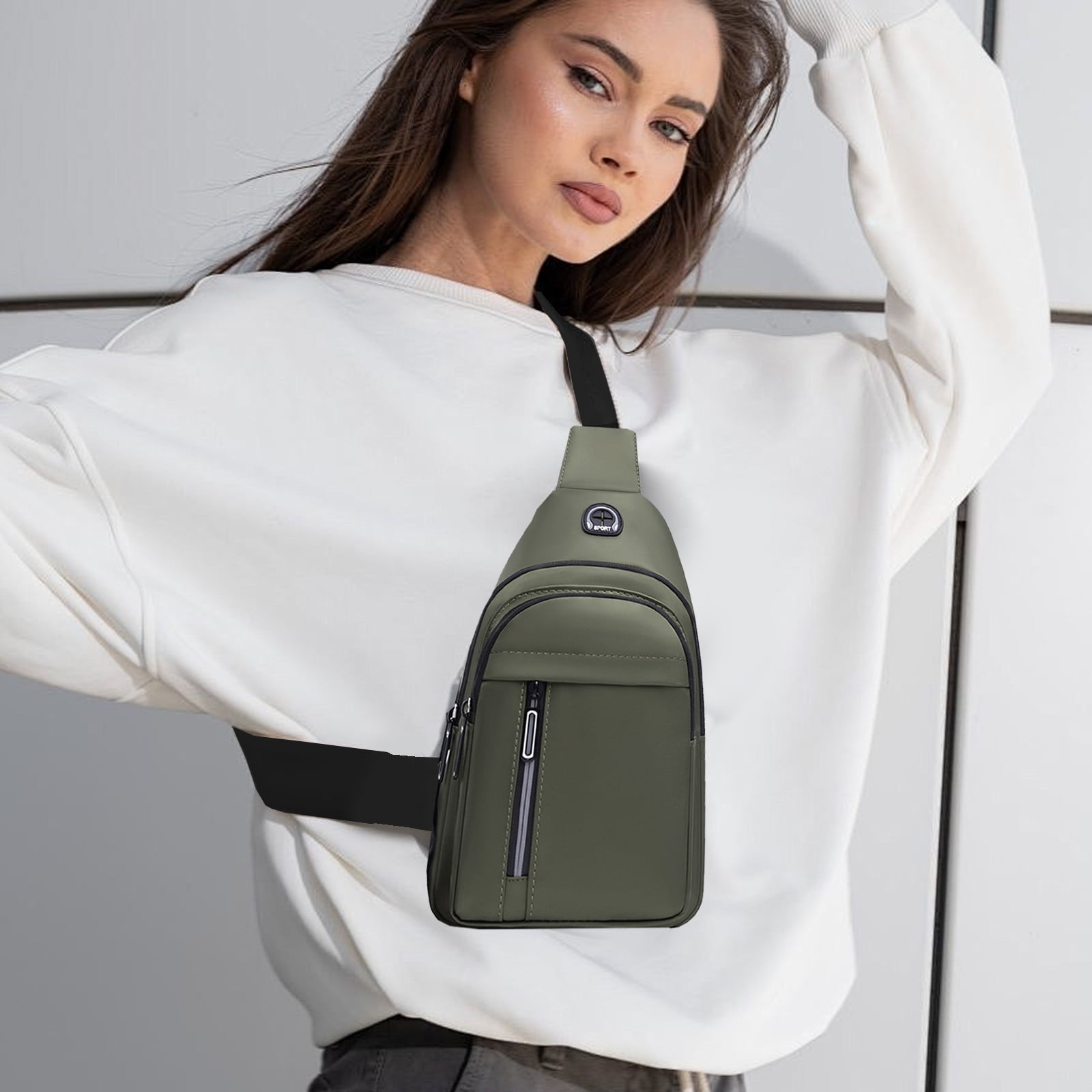 Water-Resistant Oxford Sling Backpack with USB Charging Port Oxford Sling Backpack Chest Pack,USB Charging Port Backpack  main image 3