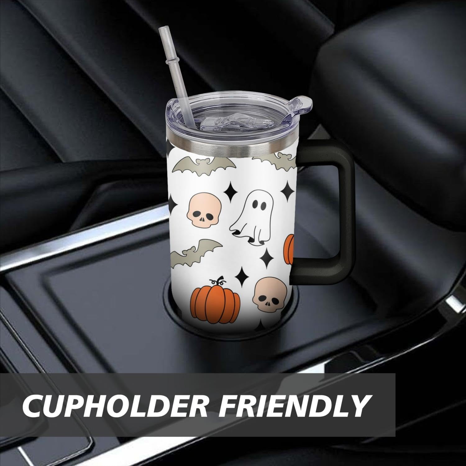 40 Oz Fall Tumbler with Handle and Straw Lid, Fall Cup Stainless Steel Fall Coffee Mug Keeps Drinks Cold & Hot, Autumn Mugs Fall Themed Thanksgiving Gifts For Women