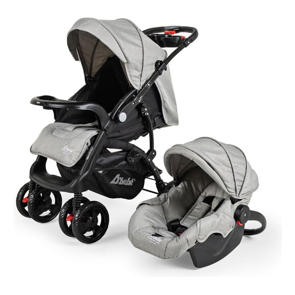 Carriola para Bebé y Autoasiento D'bebé Sistema de Viaje Elite Reversible Travel System Con Portabebé Gris