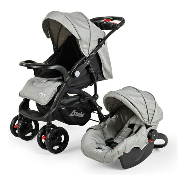 Carriola para Bebé y Autoasiento D'bebé Sistema de Viaje Elite Reversible Travel System Con Portabebé Gris