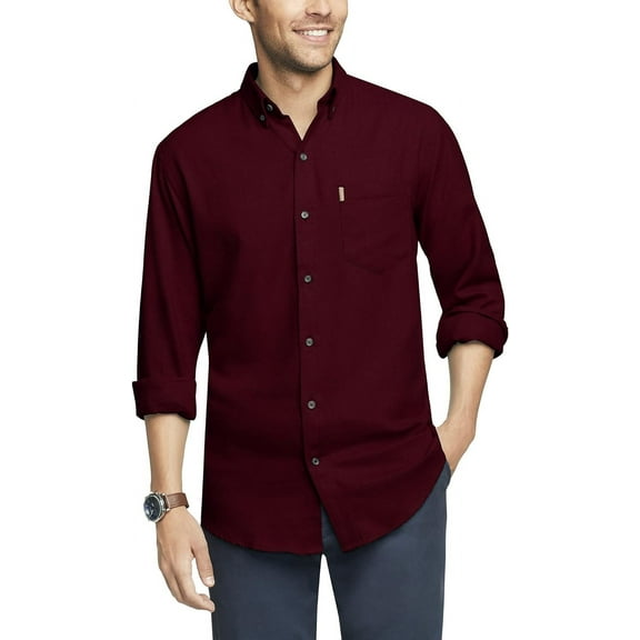 IZOD Men's Long Sleeve Plaid Button Down Flannel, Port Royal, X-Large