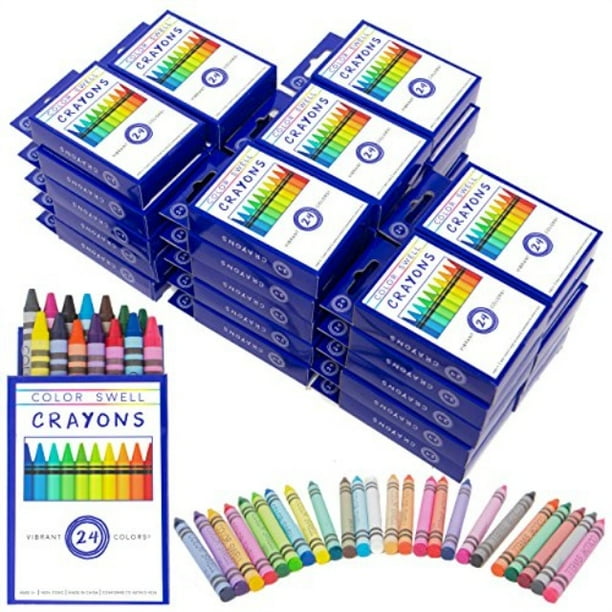 Color Swell Bulk Crayons 36 Packs of 24 Count Vibrant Color Wax Crayons