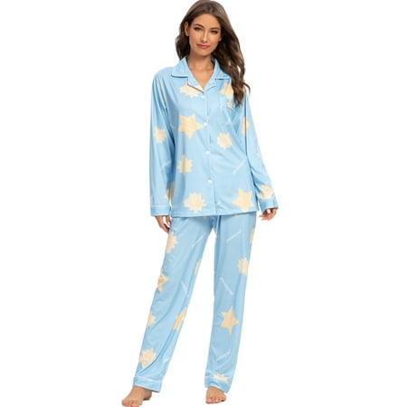 

Unique Bargains Women s Lounge Nightwear with Pants Long Sleeve Pajama Sleepwear Sets