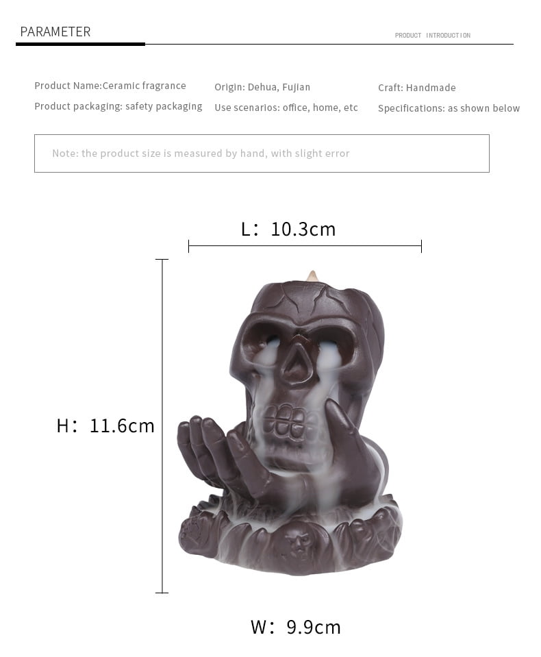 Skull Incense Burner Holder Ceramic Backflow Incense Burner Insencents Holder Home Decor Aromatherapy