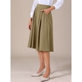 thumbnail image 3 of DARING DIVA Women's Flowy A-Line Business Work Skirt with Pockets Small Khaki, 3 of 6
