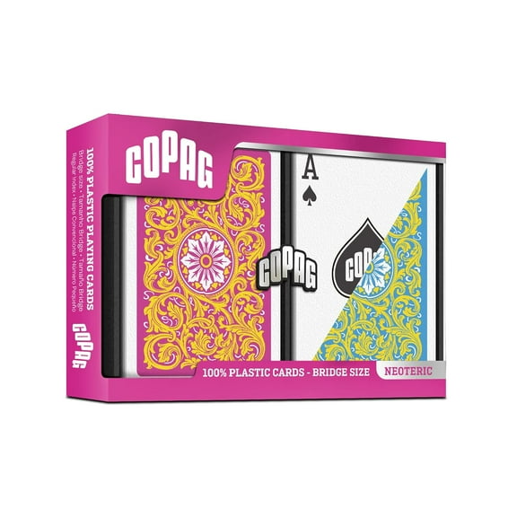 Copag Neoteric, Plastic Playing Cards For Adult - Bridge Size, Regular Index, Pink, Double Deck Set | Playing Cards Are Highly Durable & Long-Lasting | Gift For Family & Friends, Playing Cards