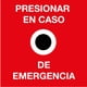 thumbnail image 1 of Señalamiento de seguridad y protección civil: "Presionar botón en caso de emergencia", rojo. Plástico estireno calibre 40, 20 x 20 cm, para interior y exterior. Letrero, Señal cuadrada informativa., 1 of 3