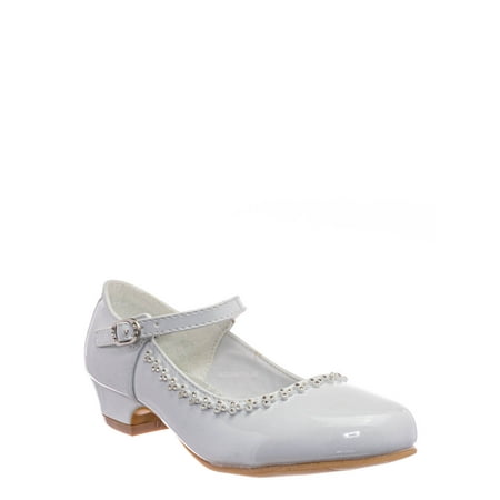 

Daisy016E Girls Mary Jane Pump - Kids Block Heel Rhinestone Wedding Dress Shoes