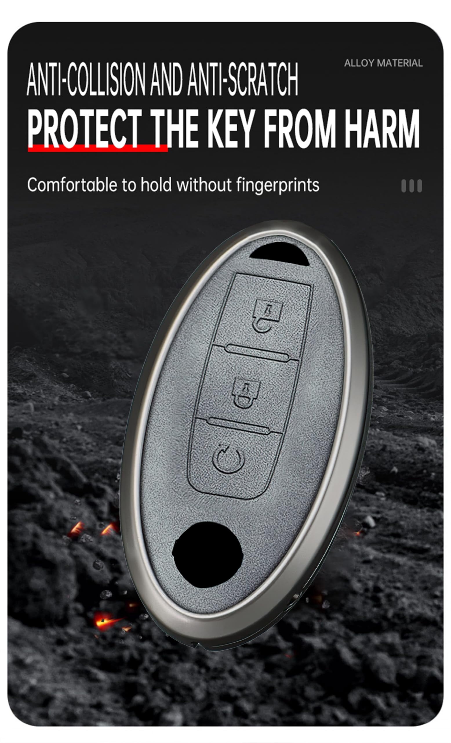 3 Button Key Fob Cover Compatible with Nissan Armada Frontier Murano Pathfinder Quest Titan Xterra Infiniti QX56 JA60 FX35 Accessories Smart Key Holder with Keychains