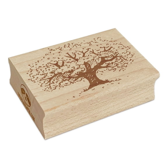 Sketchy Detailed Tree with Leaves Rectangle Rubber Stamp Stamping Scrapbooking Crafting - Small 1.7in