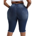 thumbnail image 2 of Gocolloa Plus Size Capris for Women 17" Inseam Stretchy Capri Jean Shorts High Waisted Cropped Pants Royal Blue 22W, 2 of 6