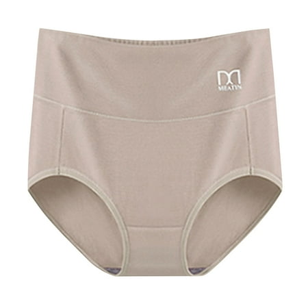 Guttear Panties for Women Pure High Elasticity Cotton Thread Cut Wavy Edge Triangle Brief Khaki XL