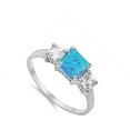 thumbnail image 4 of CHOOSE YOUR COLOR Blue Simulated Opal Elegant Ring 925 Sterling Silver Band White CZ Female Size 8, 4 of 4