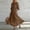 Brown, variant on Ayolanni V-Neck Women's Fall Dress 3/4 Sleeve Solid A-Line Maxi Dress Flowy Wedding Guest Belted Elegant Long Dress with Pockets Black L