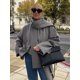 thumbnail image 1 of Chaqueta gris a la moda con cuello de bufanda y doble botonadura para mujer, abrigo de lana elegante con bolsillos y manga larga, prendas de vestir elegantes para mujer 2024, 1 of 5