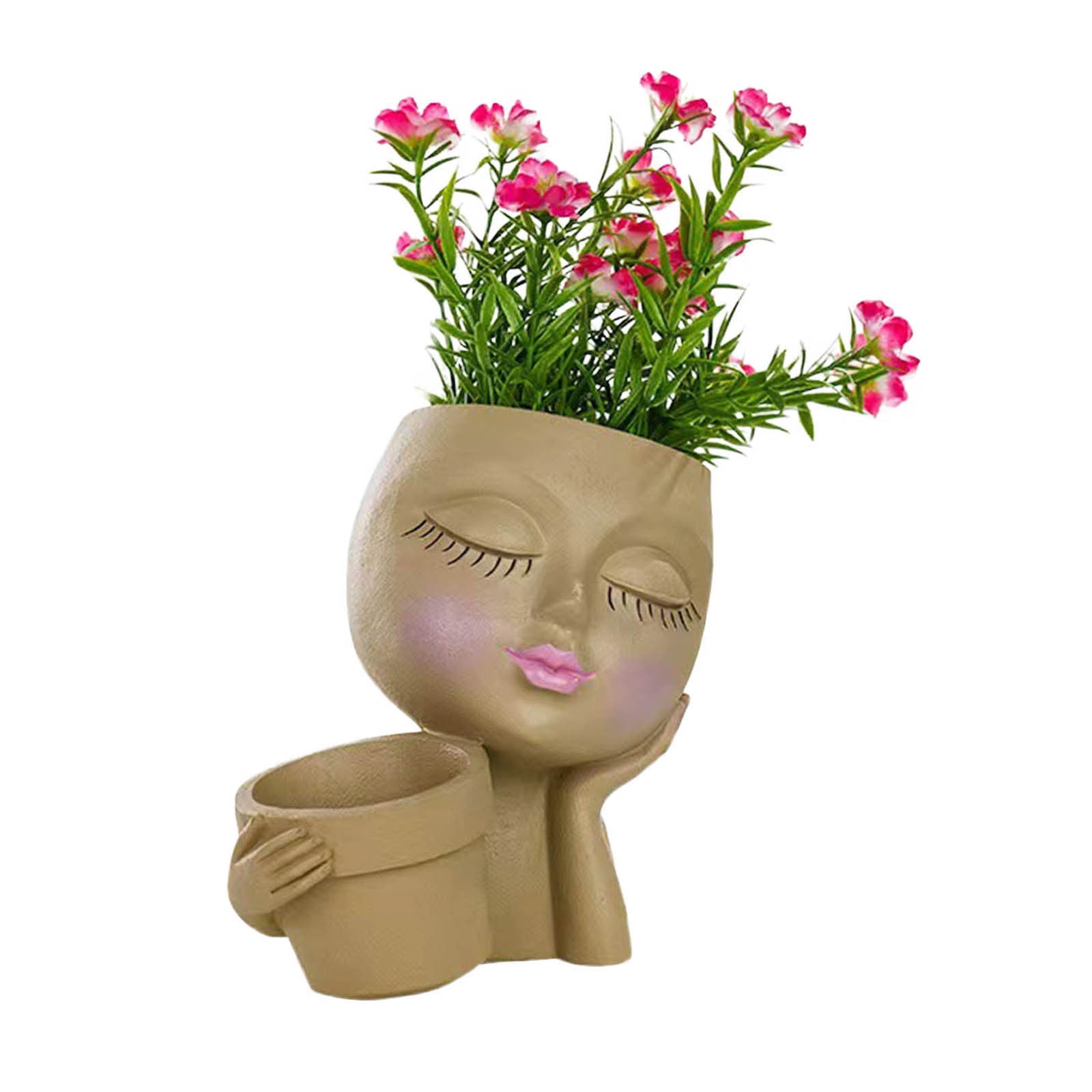 Royallove Face Planter Pot Double Flower Pots In One For Indoor Outdoor Plants Resin Head