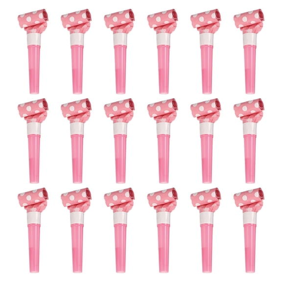 Uxcell 18 Pcs Colorful Noise Makers Plastic Party Blowers Party Favors for Birthday Parties Holiday Christmas New Years Gift Favors, Light Pink