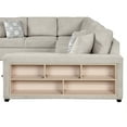thumbnail image 3 of EUROCO 109" U-shaped Sectional Sofa Couch, Chenille Pull-out Sofa Bed with 2 USB Ports, a Storage Chaise Lounge, 4 Back Pillows and Wide Armrest with Storage Shelf for Living Room, Beige, 3 of 8