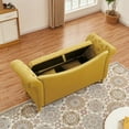 thumbnail image 3 of Velvet Sofa Stool with 2 Throw Pillows, Small Loveseat Sofa with Hidden Storage Space, Comfy Sofa Couch with Solid Wood Legs and Curved Arms for Living Room, Bedroom, Weight Capacity 500 LBS, 3 of 7